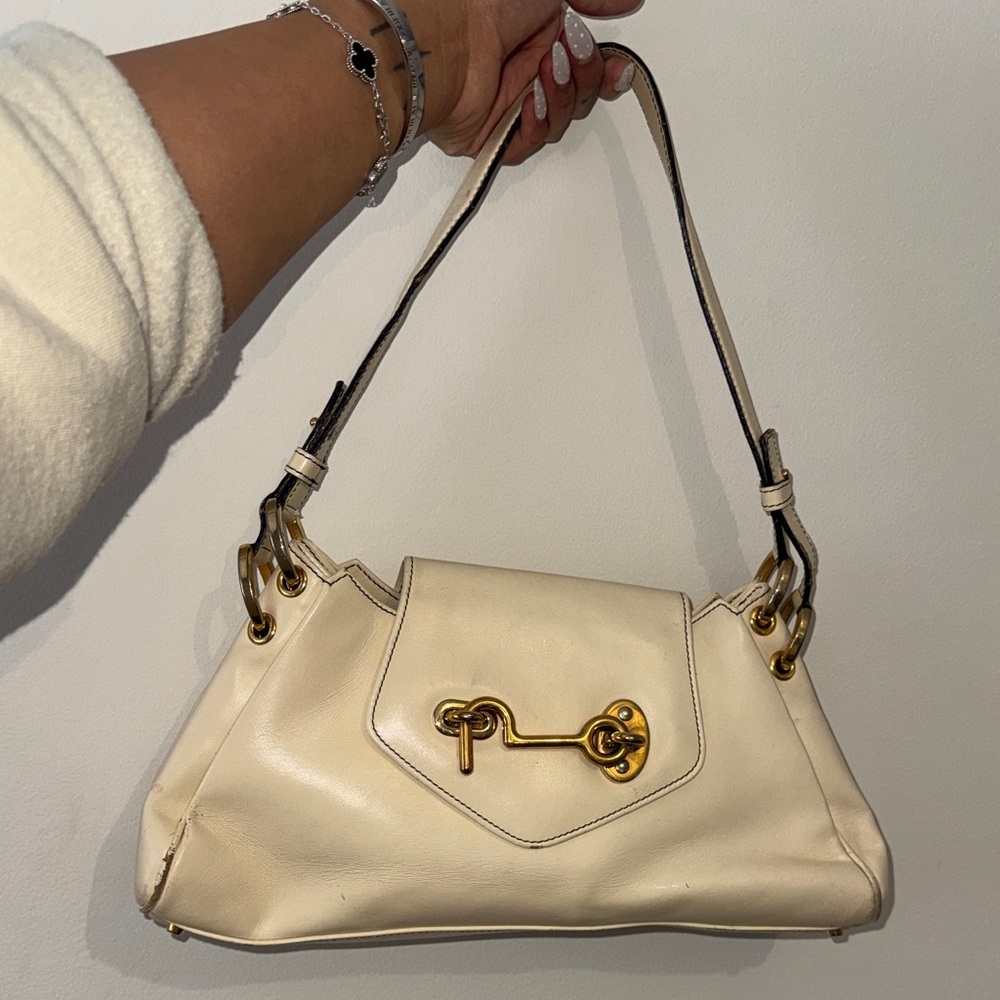 Tanner Krolle Cream Shoulder Bag with Gold Hardware